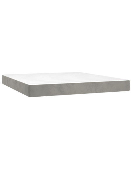 Materasso a Molle Insacchettate Rigidità Media Grigio Chiaro 152x203x20 cm Queen in Velluto