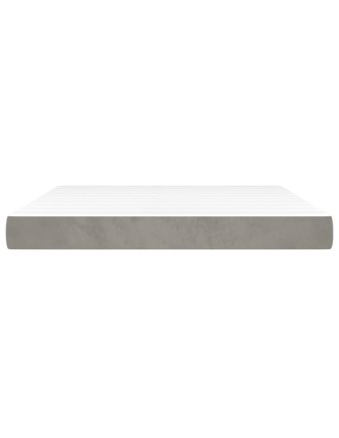 Materasso a Molle Insacchettate Rigidità Media Grigio Chiaro 152x203x20 cm Queen in Velluto