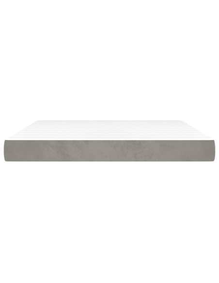 Materasso a Molle Insacchettate Rigidità Media Grigio Chiaro 152x203x20 cm Queen in Velluto