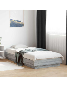 Letto con LED Sonoma grigio 80 x 200 cm Legno ingegnerizzato