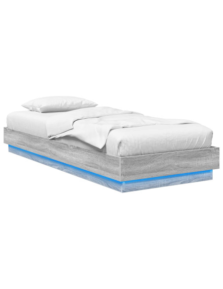 Letto con LED Sonoma grigio 80 x 200 cm Legno ingegnerizzato