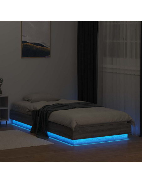 Letto con LED Sonoma grigio 80 x 200 cm Legno ingegnerizzato