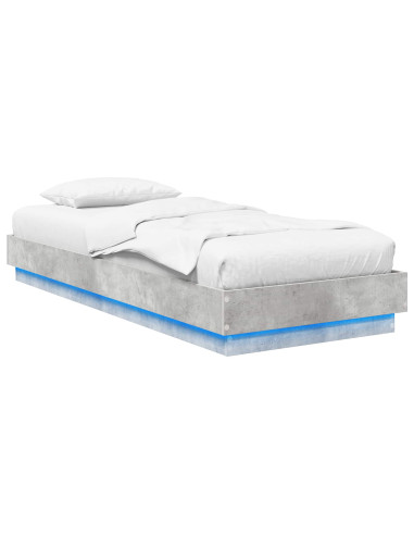 Letto con LED Grigio Cemento 80 x 200 cm Legno ingegnerizzato