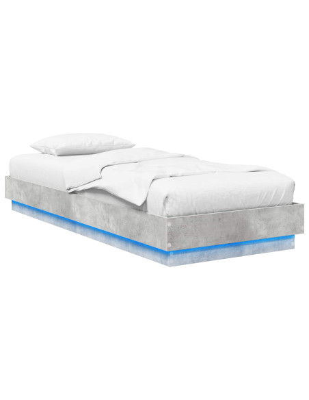 Letto con LED Grigio Cemento 80 x 200 cm Legno ingegnerizzato
