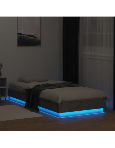 Letto con LED Grigio Cemento 80 x 200 cm Legno ingegnerizzato