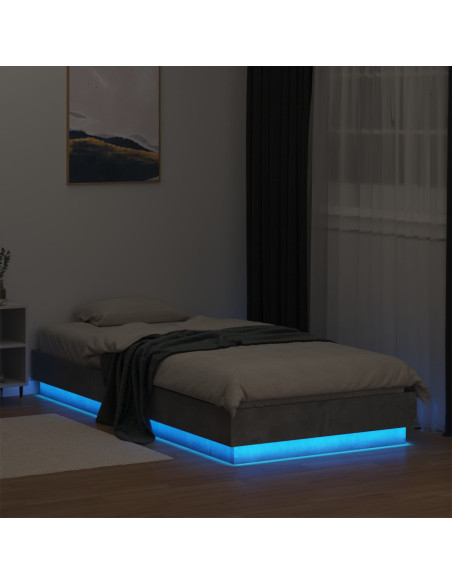 Letto con LED Grigio Cemento 80 x 200 cm Legno ingegnerizzato