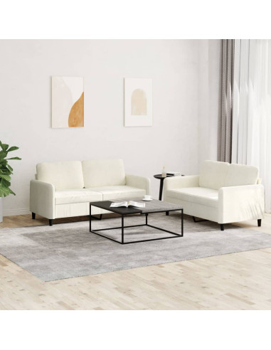 Set di Divani 2 pz Crema in Velluto