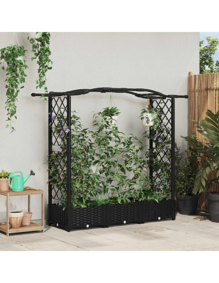 Letto Rialzato con Griglia e Tetto Nero 169 x 40 x 125 cm PP
