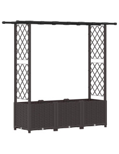 Letto Rialzato con Griglia e Tetto Marrone 162,5 x 40 x 138 cm 2