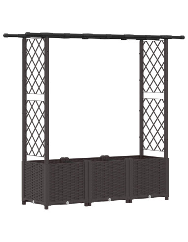 Letto Rialzato con Griglia e Tetto Marrone 162,5 x 40 x 138 cm