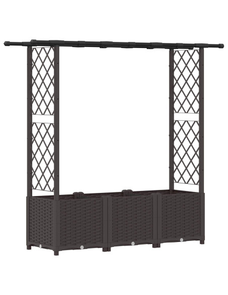 Letto Rialzato con Griglia e Tetto Marrone 162,5 x 40 x 138 cm