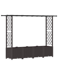 Letto Rialzato con Griglia e Tetto Marrone 203 x 40 x 138 cm PP 2