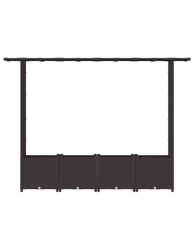 Letto Rialzato con Griglia e Tetto Marrone 203 x 40 x 138 cm PP