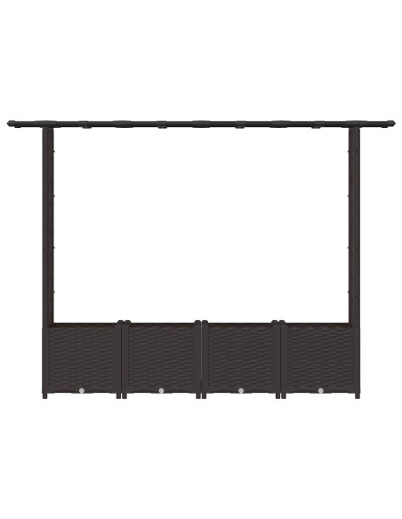 Letto Rialzato con Griglia e Tetto Marrone 203 x 40 x 138 cm PP