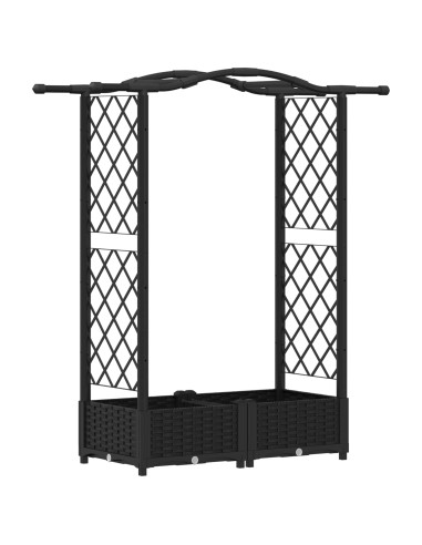 Letto Rialzato con Griglia e Tetto Nero 124 x 40 x 125 cm PP