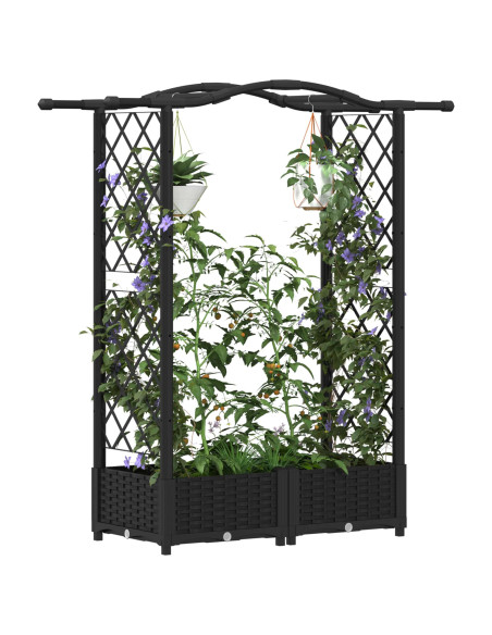 Letto Rialzato con Griglia e Tetto Nero 124 x 40 x 125 cm PP