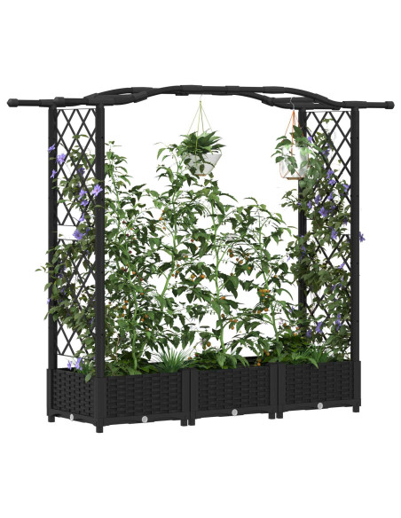 Letto Rialzato con Griglia e Tetto Nero 169 x 40 x 125 cm PP