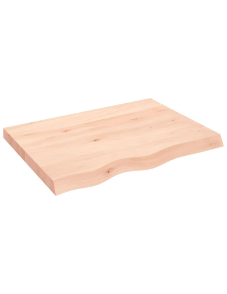 Piano Bagno 80x60x(2-6) cm in Legno Massello Non Trattato