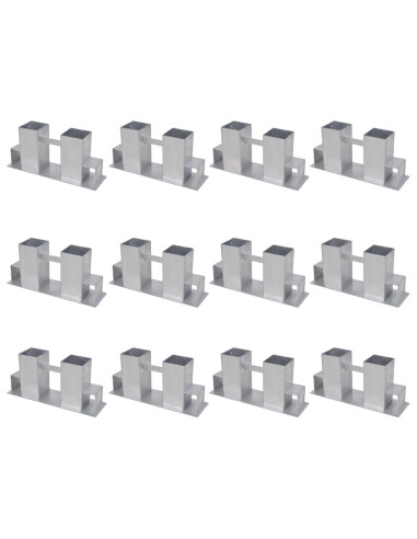 Set Supporti per Legna da Ardere 12 pz in Acciaio Argento