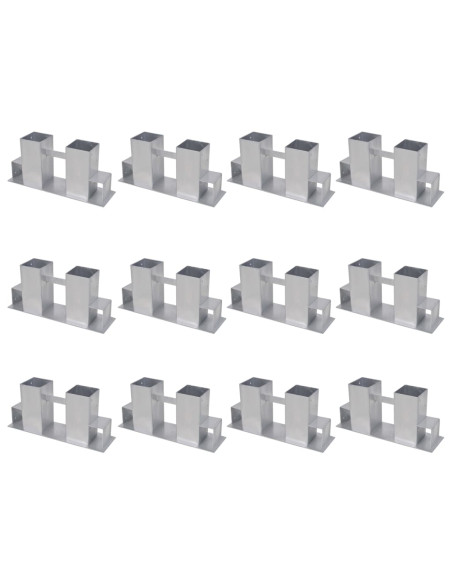 Set Supporti per Legna da Ardere 12 pz in Acciaio Argento