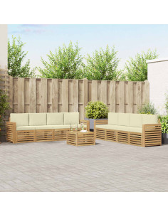 Set divani 9 pcs Bianco e Crema 59 x 59 x 37 cm Poliestere