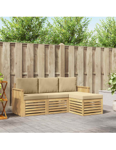 Set di divani da esterno 4 pcs Bianco e Beige