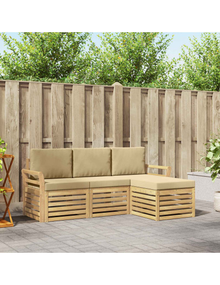 Set di divani da esterno 4 pcs Bianco e Beige