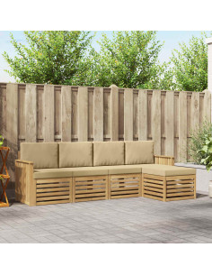 Set di divani da esterno 5 pcs Bianco e Beige