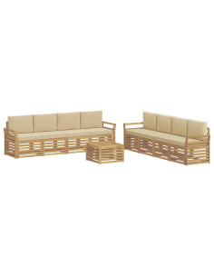 Set divani 9 pcs Bianco e Beige 59 x 59 x 37 cm Poliestere 2