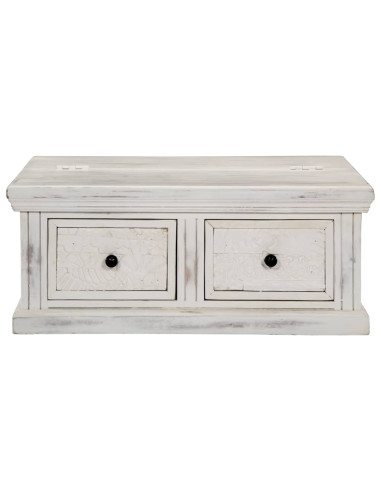 Tavolino da Salotto Bianco 70x70x30 cm Legno Massello di Mango