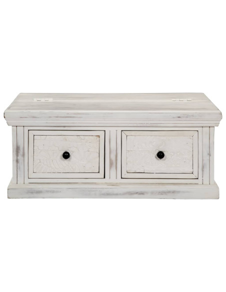 Tavolino da Salotto Bianco 70x70x30 cm Legno Massello di Mango