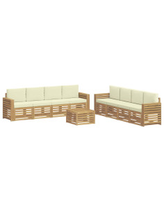 Set divani 9 pcs Bianco e Crema 59 x 59 x 37 cm Poliestere 2