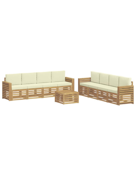 Set divani 9 pcs Bianco e Crema 59 x 59 x 37 cm Poliestere
