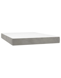 Materasso a Molle Insacchettate Rigidità Media Grigio Chiaro 137x190x20 cm in Velluto 2
