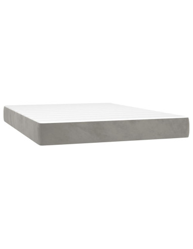 Materasso a Molle Insacchettate Rigidità Media Grigio Chiaro 137x190x20 cm in Velluto