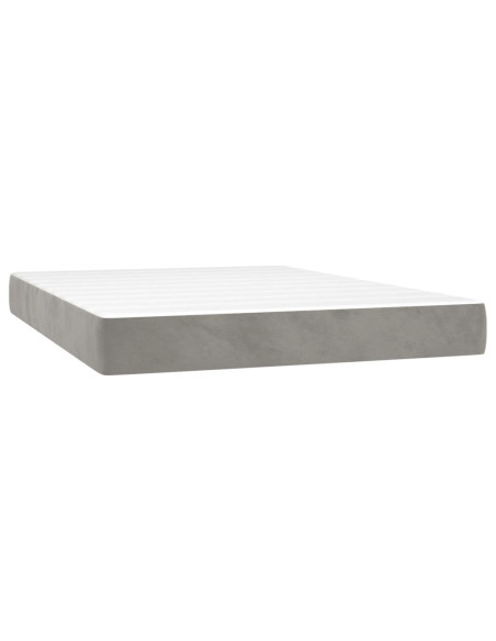 Materasso a Molle Insacchettate Rigidità Media Grigio Chiaro 137x190x20 cm in Velluto