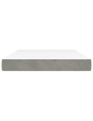 Materasso a Molle Insacchettate Rigidità Media Grigio Chiaro 137x190x20 cm in Velluto