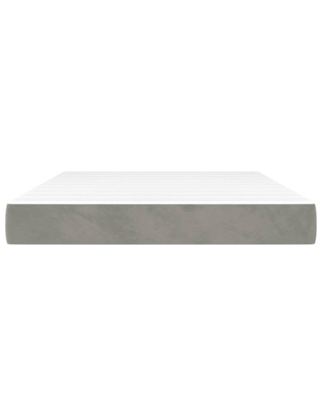 Materasso a Molle Insacchettate Rigidità Media Grigio Chiaro 137x190x20 cm in Velluto