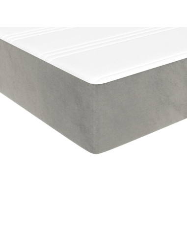Materasso a Molle Insacchettate Rigidità Media Grigio Chiaro 137x190x20 cm in Velluto