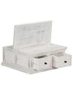 Tavolino da Salotto Bianco 70x70x30 cm Legno Massello di Mango 2