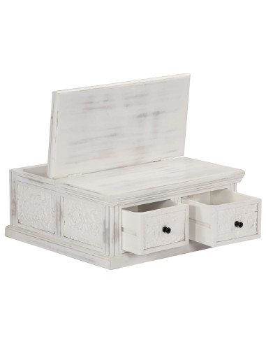 Tavolino da Salotto Bianco 70x70x30 cm Legno Massello di Mango