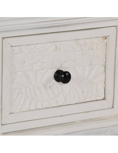 Tavolino da Salotto Bianco 70x70x30 cm Legno Massello di Mango