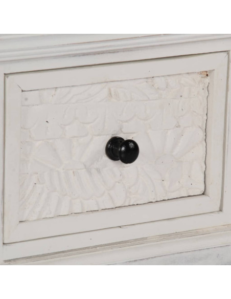 Tavolino da Salotto Bianco 70x70x30 cm Legno Massello di Mango