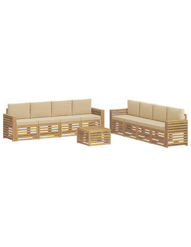 Set divani 9 pcs Bianco e Beige 59 x 59 x 37 cm Poliestere