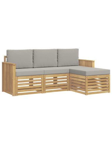 Set di divani da esterno 4 pcs Bianco e Grigio Chiaro