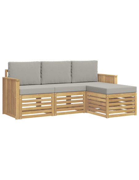 Set di divani da esterno 4 pcs Bianco e Grigio Chiaro