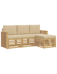 Set di divani da esterno 4 pcs Bianco e Beige 2