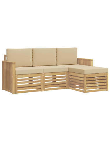 Set di divani da esterno 4 pcs Bianco e Beige