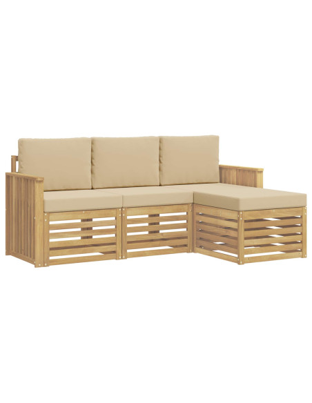 Set di divani da esterno 4 pcs Bianco e Beige