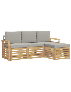 Set di divani da esterno 4 pcs Bianco e Grigio Chiaro 2